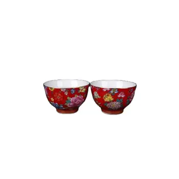 Китайски старинен порцелан китайските чаени чаши с цветни модели