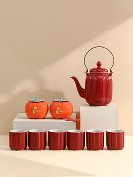 Червен Керамичен Чайник Китайски Производител На Чаша За Красота Maker Сватбени Аксесоари Домакински Чаена Церемония Индивидуални Сувенирни Подаръци