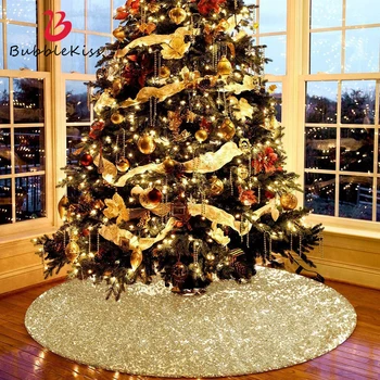 Балон Целувка на Коледно Дърво Пола 122 см Цвят: Златист, Сребрист Пайети Забавно Коледно Парти Коледно Дърво Декор на Дърво Пола Бродерия Подложки