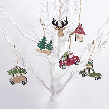 Мода 3 бр./опаковане. Коледно Дърво, Дървени Рисувани Лосове Висулка Високи Пъдпъдъчи Окачване Забавни Коледни Декорации За Вкъщи