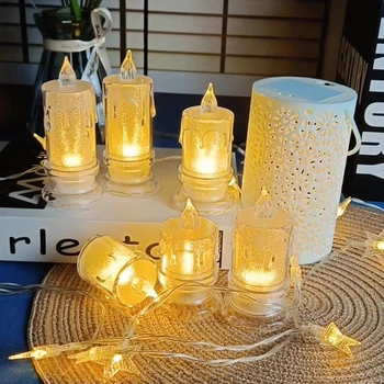 LED Flameles Светещ Свещ Блещукаща Светлина Романтични Кристални Свещи Лампа Коледно Парти Събитие на Сватбен Фестивал Начало Декор