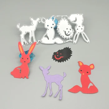 4 животни заек, лисица, елен, таралеж Метален нож за рязане на мухъл Албум за изрезки марка Хартиена картичка украса фотоалбум