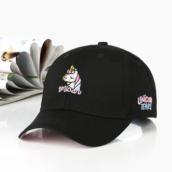 Шапка за момичета универсална скъпа бейзболна шапка с бродерия на еднорога лятна студентска градинска ежедневни шапка от слънцето