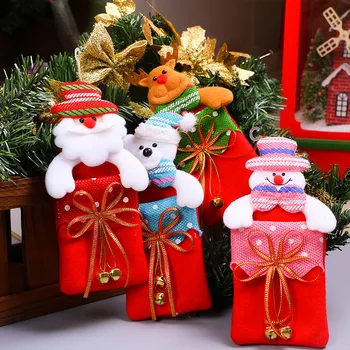 Чанта за Коледни подаръци, 4 Стила, Коледен Лосове, Снежен човек, Бяла мечка, Дядо Коледа, Чанта За Подаръци, Детска Коледна торбичка за Бонбони