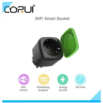 CORUI Sasha Smart WiFi Мъжки Водоустойчив 16A Гнездо за захранване на монитора Гласово Управление Smart Life се Използва С Алекса Google Assistant