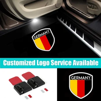 2 елемента Led Немски Лого Лампа Автомобилна Врата, Флаг Германия Добре Дошли Лазерен Проектор Скрити Светлини
