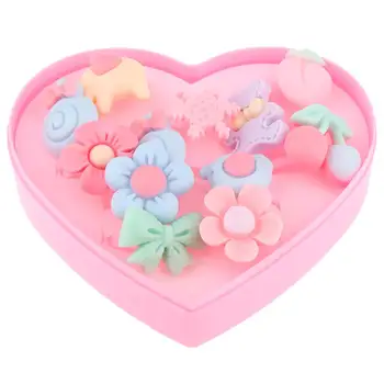 Чанта с 12 кръгчета, разноцветни играчки пръстени от смола (сърца, цветя, шапки ...),