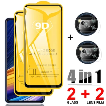 4в1для Poco X3 Pro Предпазно стъкло за екран за Xiaomi Poco X3 Pro Закалено Стъкло за обектива на камерата Poco F3 M3 X3 M4 Pro X3pro