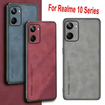Realme 10 Realme10 RMX3630 Калъф Ретро Кожа, Луксозна Текстура Защитната Обвивка Делото Realme 10 Pro PLUS Realme10 5G Седалките