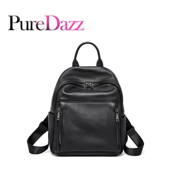 PureDazz Женствена Чанта От Естествена Кожа С Пискюли, Висококачествена Дамска Чанта От Естествена Кожа С Множество Джобове С Цип, Женствена Чанта