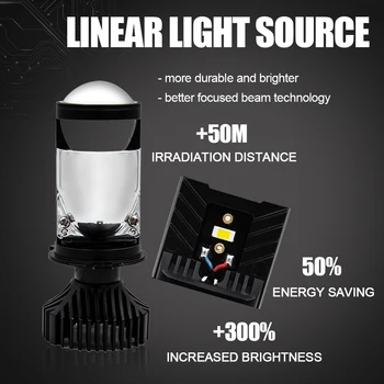 Лампа H4 фаровете на колата R3-T9 - това е универсален led източник на светлина, изработени от чип сдс и конденсаторной лещи, може да подаде 12 от 6000 До точка светлина