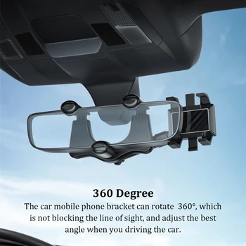 Автомобилно Огледало за Обратно виждане С Въртене На 360 Градуса на Притежателя на Телефона Универсална Прибиращ се Разчита ABS Регулируема Поставка Скоби