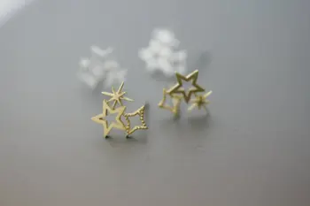 Модерни обеци-карамфил със звездите, Сладки обеци с три стила звезден дизайн, комбинираната обеци, Подходящи за Жени