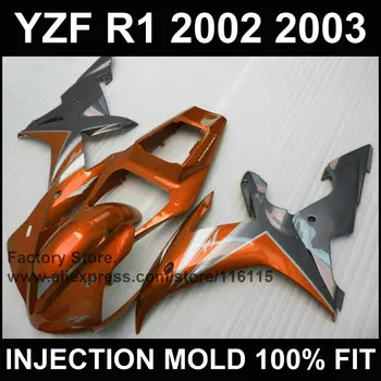 Обичай Пълен комплект инжекционных обтекателей за YAMAHA R1 2002 2003 YZF R1 02 03 изгорени оранжеви комплекти обтекателей от ABS-пластмаса