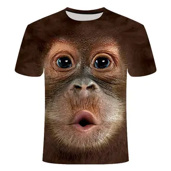 Нова тениска с 3D принтом, мъжки и дамски тениски с изображение на маймуна и на животното, къс ръкав, забавен дизайн, всекидневни топ, графична тениска
