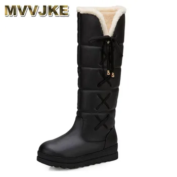 MVVJKE/Големи размери 30-44, Нови дамски Топли зимни ботуши до коляното на меху, Модерни Къси Плюшени ботуши, Дамски Ежедневни Обувки на Платформа