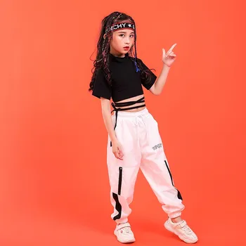 Детски дрехи за момичета, летен комплект, Костюм в стил хип-хоп от 5 до 12 години, модни детски дрехи, Дрехи за балните танци за момичета