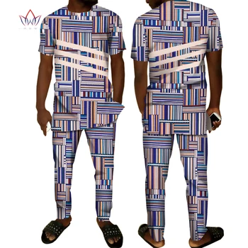 Нов Базен Riche За Мъже 2 бр. Топ Панталони Комплекти Африканска Облекло Африканска Ежедневното Облекло За Мъже е Дълъг Отгоре Ризи и Панталони, Комплекти За Грижа За Кожата WYN887