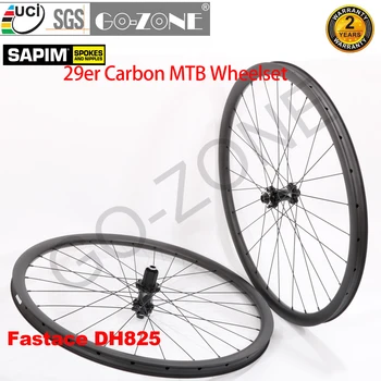 Висококачествени дискови спирачни колела МТБ Carbon 29 Безкамерни 28/28 H Fastace DH825 Sapim Чрез ос / Быстроразъемные / Boost Carbon Wheelest