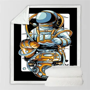 Plstar Космос Galaxy астронавт Флисовое Одеяло 3D принт Шерпа Одеало за Легло, Домашен Текстил Страхотна стил-9