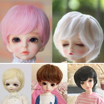 D03-P313 е детска играчка, BJD DD SD MSD 1/3 1/4 1/6 аксесоари за кукли перука бял розов Висока температура къса коса, 1 бр.