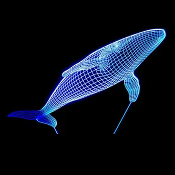 Креативен Животински Делфин 3d Настолна Лампа 7 цвята Визия Стерео Led Настолни Лампи За Дневна Постепенно Акрилни Визия 3d Лампа