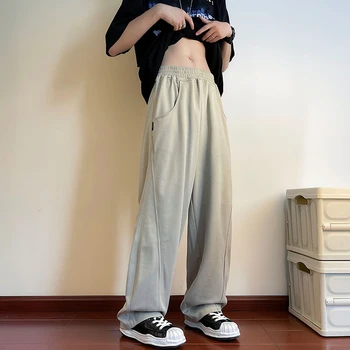 ZCSMLL Японски Модни Високи Улични Мъжки Панталони са с цилиндрична форма Високи Тънки Летни Панталони Ins Tide Маркови Драповые Панталони За Прибиране на реколтата