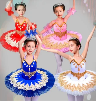 Детско балетное рокля-пакетче, пола, пола за танци с Малък Лебед, пола принцеса, костюм за момичета, бойно искусствоклассический групов танц