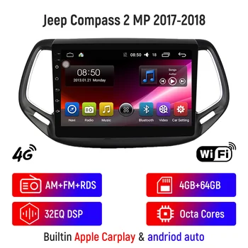 Android 10,0 Мултимедиен Плеър За Jeep Compass 2017-2018 10,2 