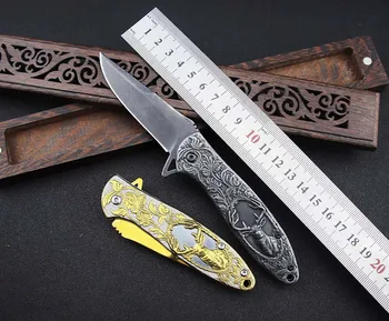 Коллекционный Нож С Тактически Сгъваем Нож, Универсален Нож - Джобен Нож С Гравиран Елен