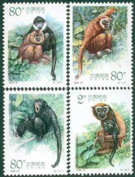 4 бр./компл. Новата китайска пощенска марка 2002-27 Гиббон Марка MNH