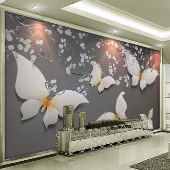 Потребителски Стенни Тапети от Всякакъв Размер В Китайски Стил 3D Пеперуда Релеф Дневна Спалня Фон Монтиране на Украса Художествена Живопис