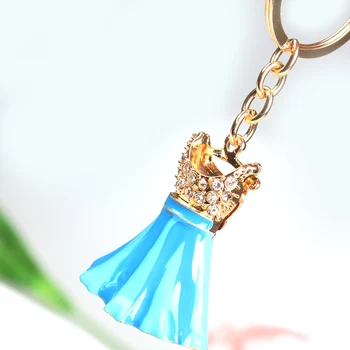 Синя Рокля Дрехи Пола Мода Творчески Сладък Crystal Чар Чанта В Чантата Си Ключовете За Колата Ключодържател Ключодържател Парти Сватба, Подарък За Рожден Ден
