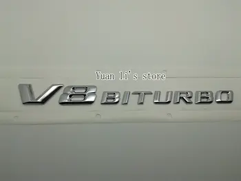 10ШТ Страничната Иконата на Колата Стикер Емблема на Задната Врата V8 двигател V 8 BI TURBO Хром Икона Стайлинг Автомобили