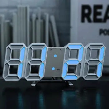 3D Цифров Часовник LED USB Многофункционални Интелигентни Модерни Дата на Температурата Време на Настолни и Стенни Регулируеми Електронни Часовници