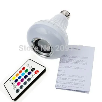 Безплатна Доставка Безжичен 12 W Мощност E27 LED Rgb Bluetooth Високоговорител Крушка Лампа Възпроизвеждане на Музика и RGB Осветление За Дистанционно Управление
