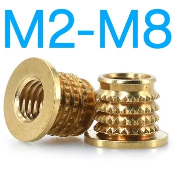 M2 M2.5 M3 M3.5 M4 M5 M6 M8 M10 Латунная вставная гайка студено пресоване с накаткой от кепър лента през Инъекционная поставяне на Меден остър фланец Секретни гайки
