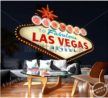 Потребителски фотообои, Добре дошли в Приказния Лас Вегас, големи стенни винилови тапети Papel de parede за ТВ-на стената в хола