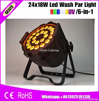 Безплатна доставка на 2 бр./лот Led Par Light 24x18 W RGBAW UV 6в1 Dj Живописна Светлина