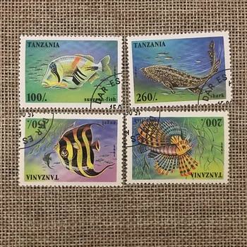 4 бр./компл. Пощенски Марки Танзания 1995 Дълбоководни Декоративни Риби, Използвани Пощенски Марки с Маркировка за Колекционери